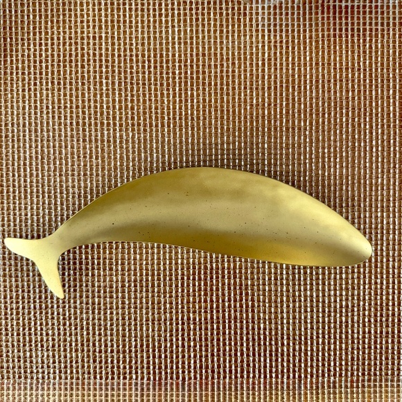 Other - Brass Whale Catch-All Tray (12") – Brushed Brass w/ Turquoise Patina Back